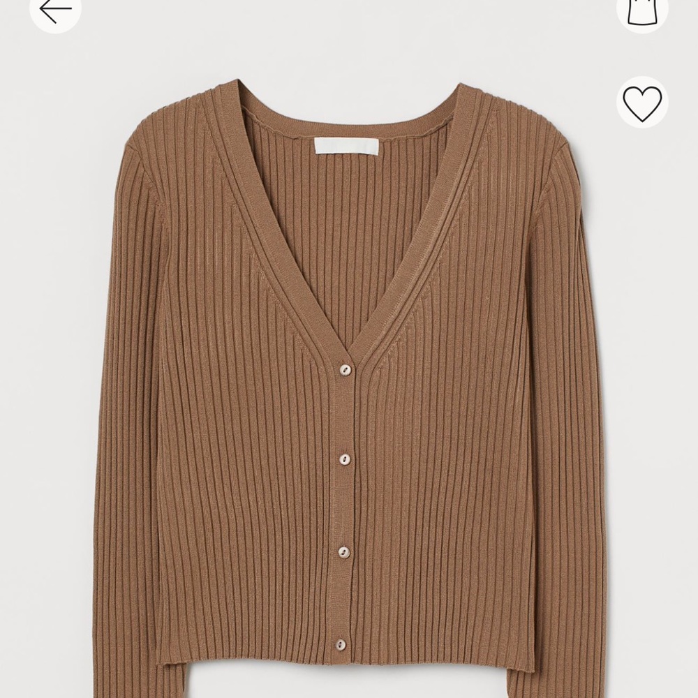 H&M Rib Knit Cardigan Dark Beige S